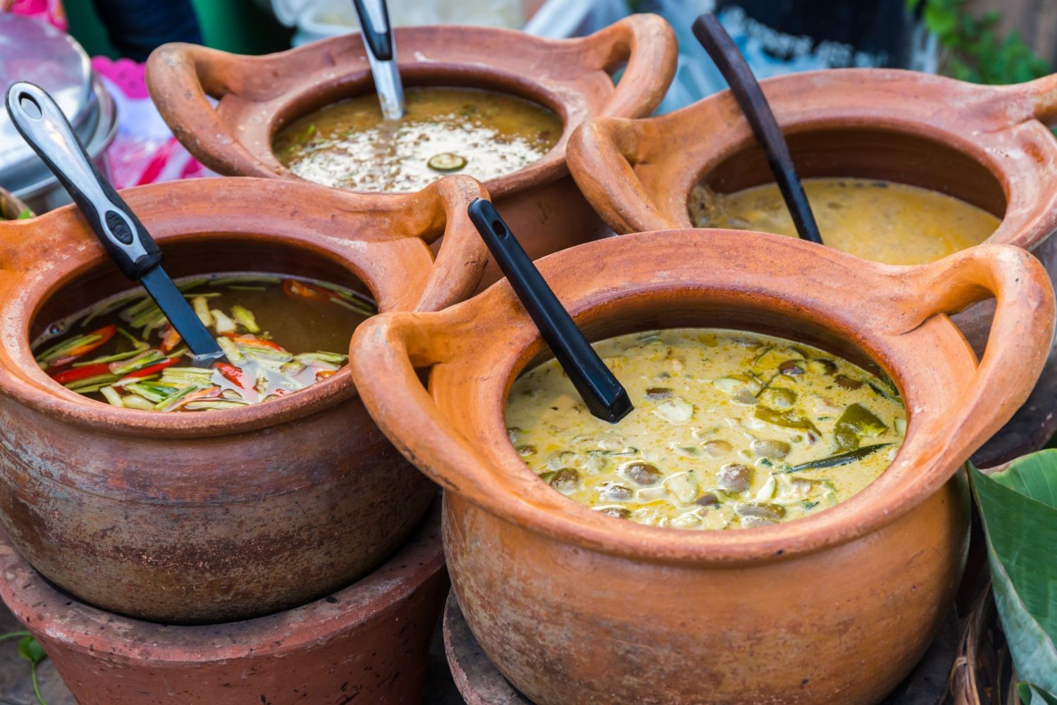 Thai curry in the clay pot.