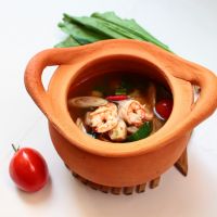 Tom Yum Kung  thai food  in clay pot