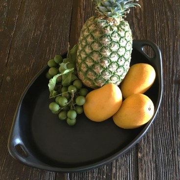 Black Clay, La Chamba Oval Serving Dish with Handles