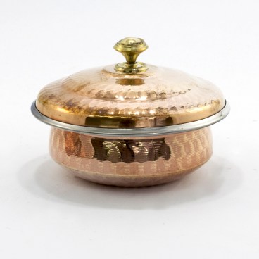 Indian Hammered Copper Hyderabadi Handi with Lid