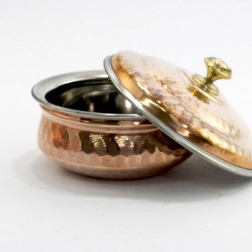 Indian Hammered Copper Hyderabadi Handi with Lid