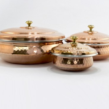 Indian Hammered Copper Hyderabadi Handi with Lid