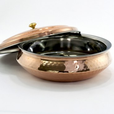 Indian Hammered Copper Hyderabadi Handi with Lid