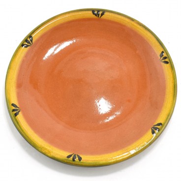 Mexican Clay Plate with a Yellow Rim