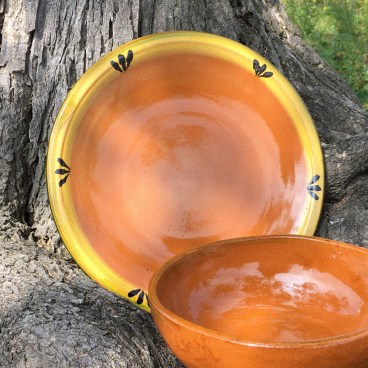 Mexican Clay Plate with a Yellow Rim